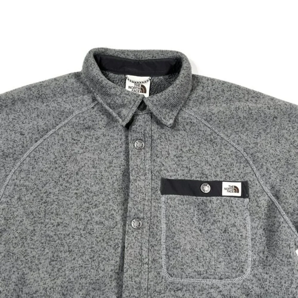 North Face Gordon Lyons Fleece Snap Button Shirt Jacket Mens Small Shacket‎ Gray